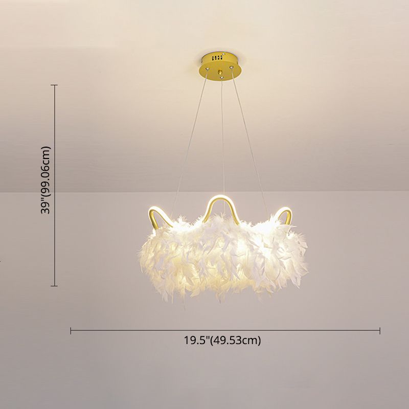 Metallkreis Kronleuchter Beleuchtung Nordic LED Weiß hängender Kronleuchter mit Krondekoration