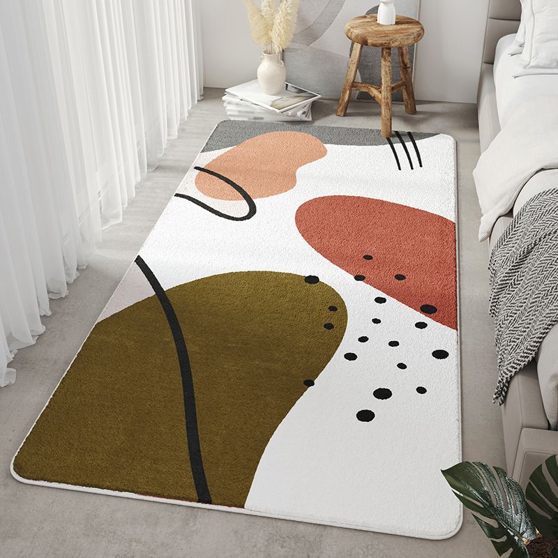 Stylish Modern Rug Contrast Color Polyester Area Rug Anti-Slip Easy Care Rug for Bedroom
