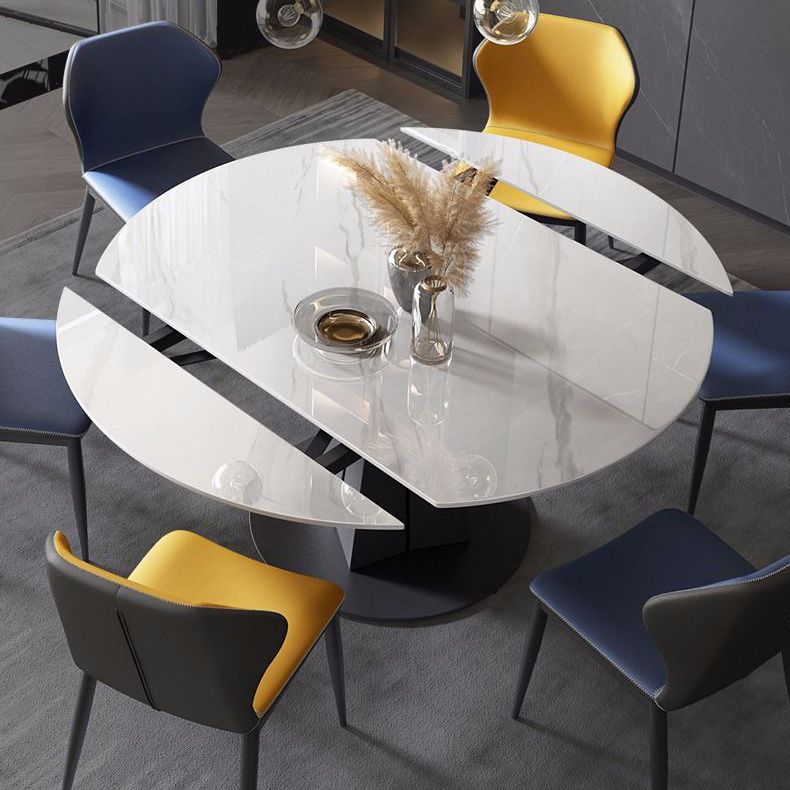 Modern Style Sintered Stone Dining Room Table Round Home Table with Metal Base