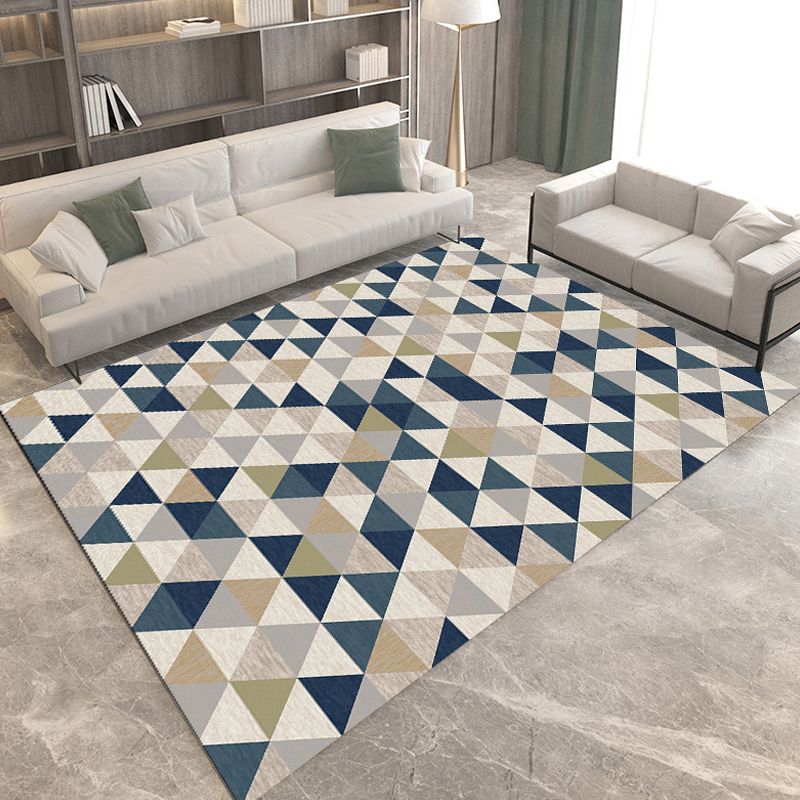 Modern Living Room Rug Multi-colored Geometric Print Rug Polyester Anti-Slip Backing Area Rug