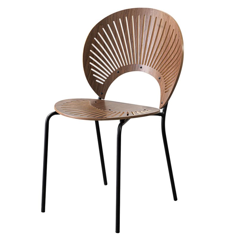 Scandinavian Style Open Back Dining Side Chair with Metal Legs Armless Side Chairs for Home