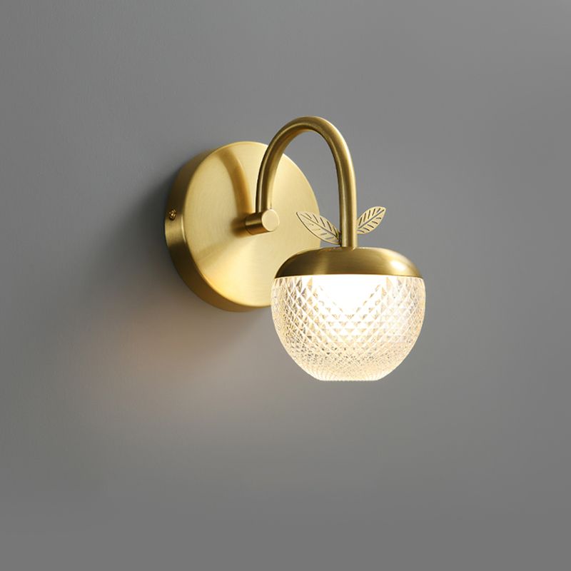 Modern Light Luxury Style Spherical Flush Mount Wall Sconce Copper Wall Mounted Vanity Lights