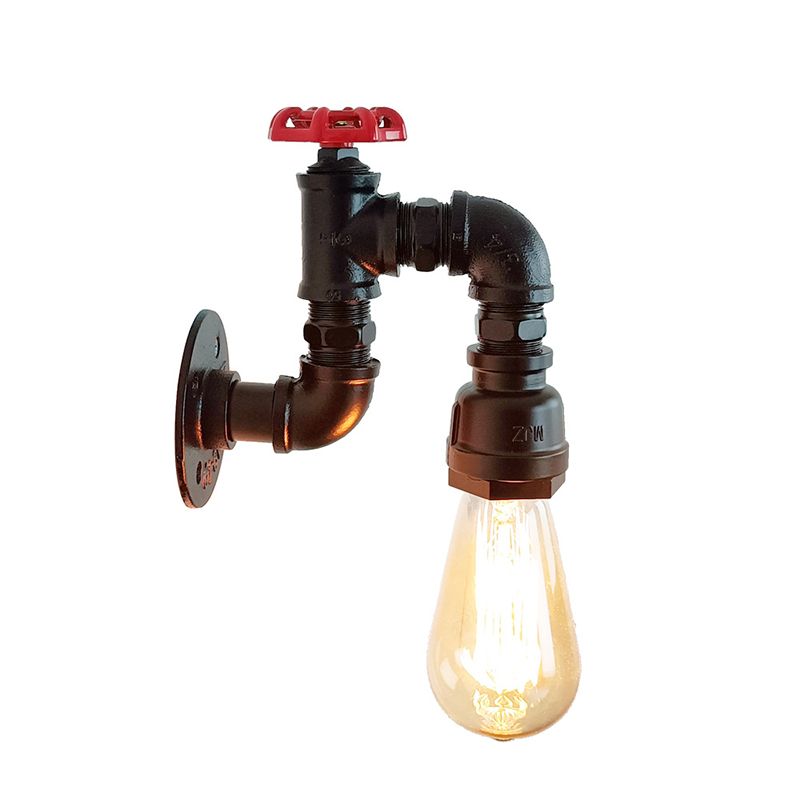 Black Contemporary Wall Sconce Metal Pipe Shape Vanity Lamp for Bathroom