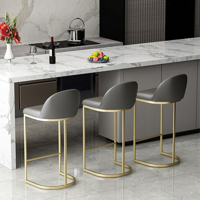 Industrial Low Back Stool Bucket Faux Leather Bar Stools for Bar