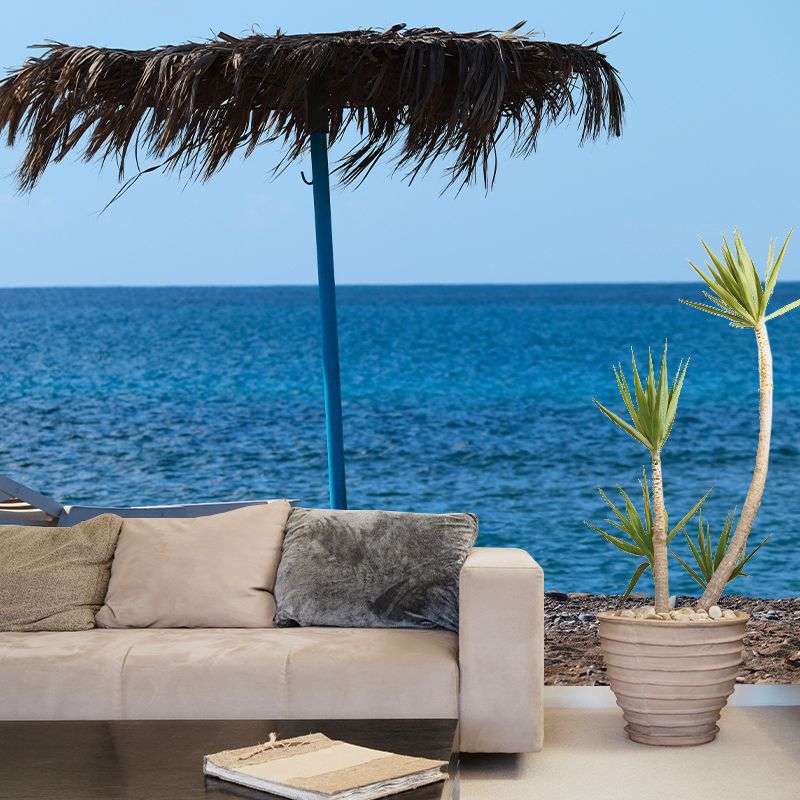 Tropical Beach Wall Mural Wallpaper Moisture Resistant for Sleeping Room