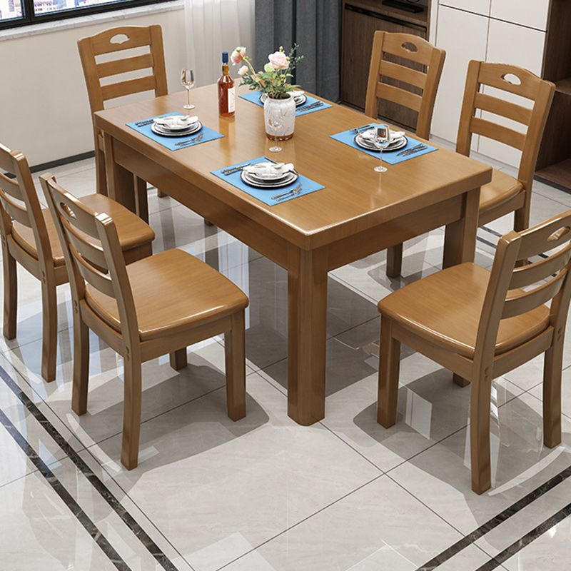Wood Base Dining Table Contemporary Dinner Table with 4 Legs