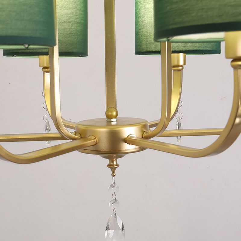 6-Light Chandelier Lighting Fixtures American Style Cylinder Suspension Light with Fabric Shade