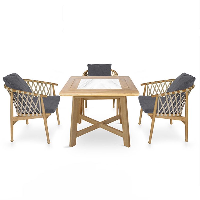 Modern Dining Table Set 1/4/5/7 Piece Teak Dining Set for Garden