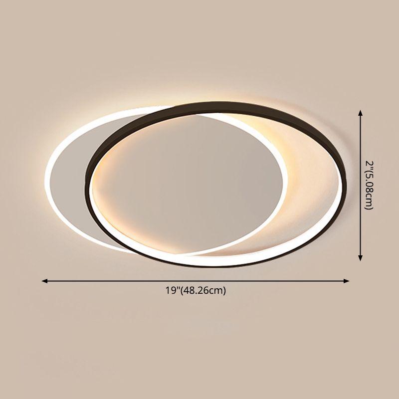 Plafonnier LED circulaire noir en acrylique, simplicité moderne, montage encastré en fer laqué pour chambre à coucher