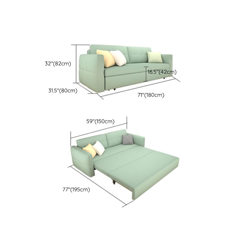Pillow Back Scandinavian Sleeper Sofa Bonded Leather Green Futon Sofa Bed