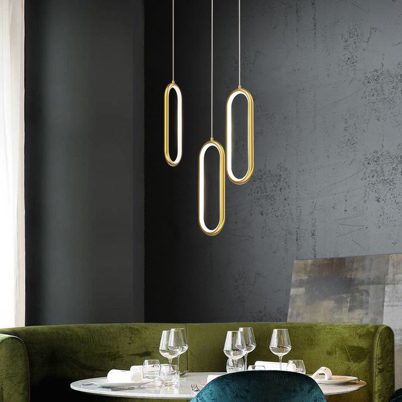 Oval Metal Ceiling Pendant Light Modern Style LED Suspension Pendant for Dinning Room