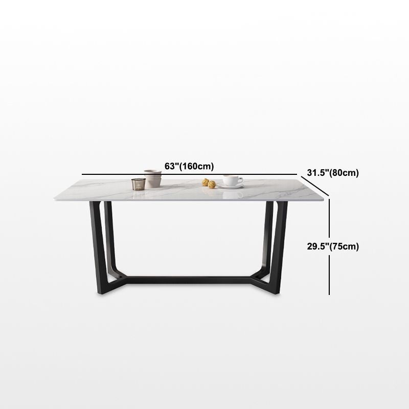 Rectangle White Dining Table Set 1/4/5/7 Pcs Modern Sintered Stone Dining Table and Chairs