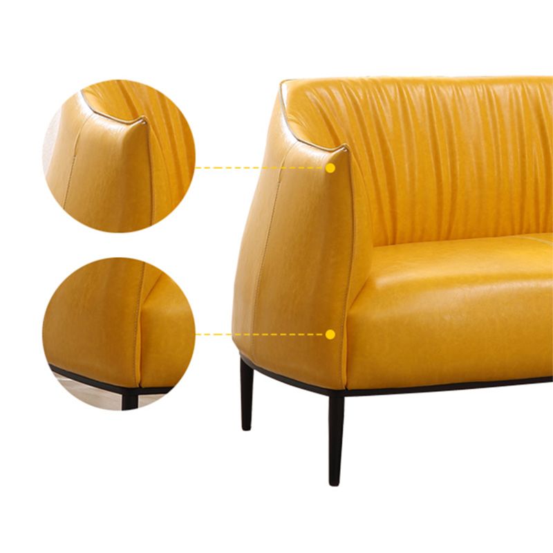 31"Wide Modern Faux Leather Sloped Arms Barrel Chair with Basic Four Legs