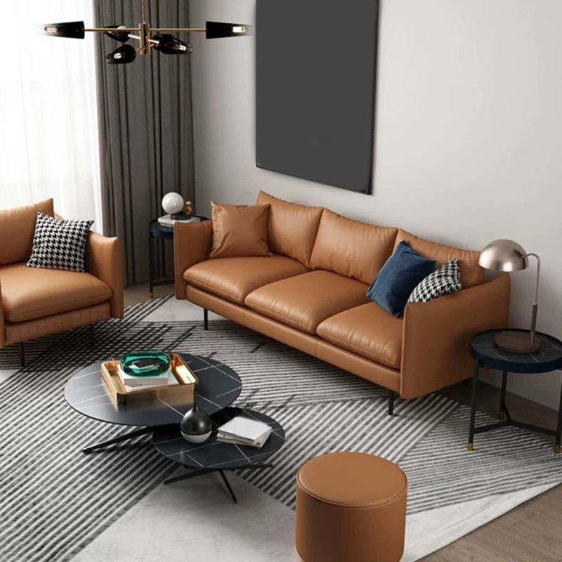 Pillow Armrest Latex Seat Imitation Leather & Leather Upholstered Rectangular Sofa