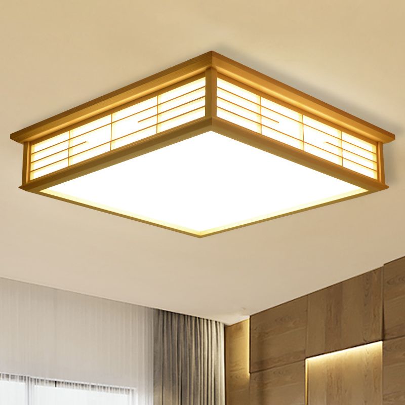 Plafonnier LED en bois naturel, boîte simple, éclairage encastré, 14/18/21,5 pouces, pour chambre à coucher, lumière blanche chaude/blanche
