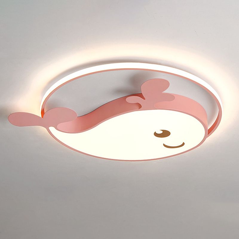 Cute Cartoon Whale Acrylic LED Ceiling Light Eye Protection Kindergarten Lighting Fixture for Girls Boys Room