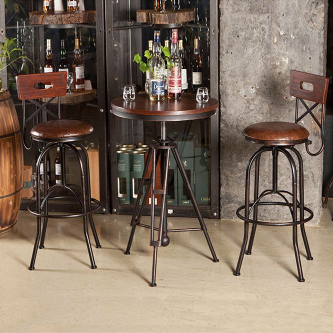 Industrial 1/2/3 Pieces Solid Wood Bar Table Set Adjustable Counter Set for Home Use