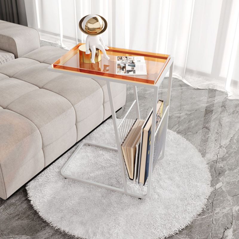 Contemporary Accent Side Table with Storage Living Room Rectangular Abstract