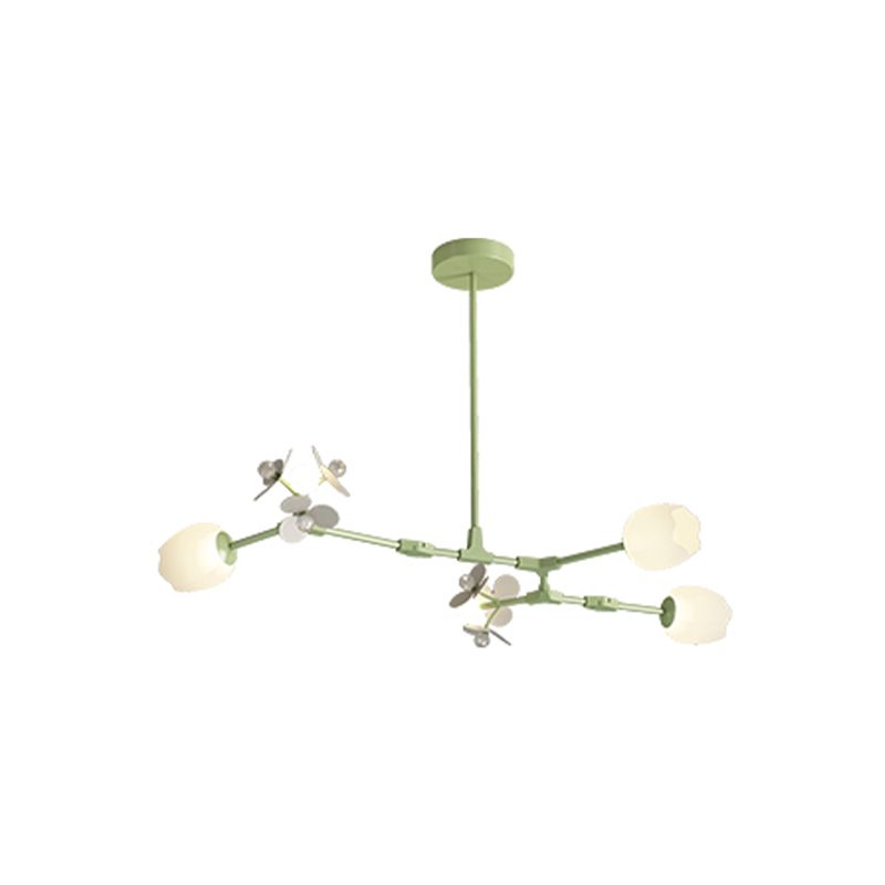 Modern Metal Ceiling Light Flower Shape Island Light with Crystal Shade for Living Room