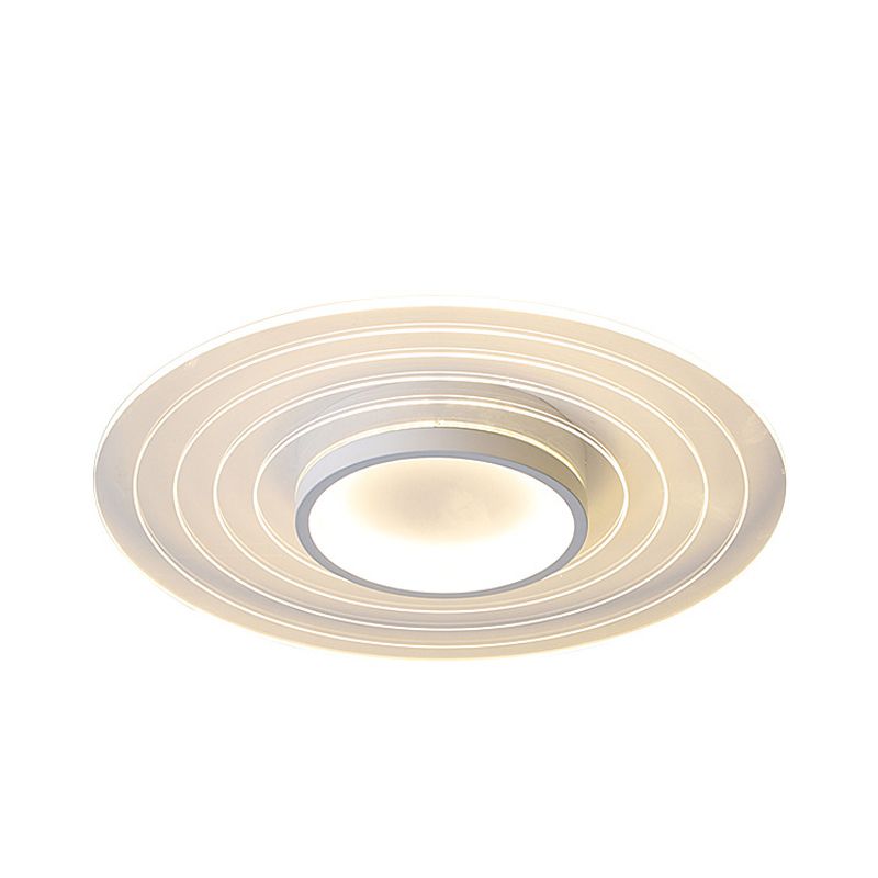 White Ultra-Thin Disk Flushmount Simple 16.5"/20.5"/24.5" W LED Acrylic Flush Lighting in Warm/White Light for Bedroom