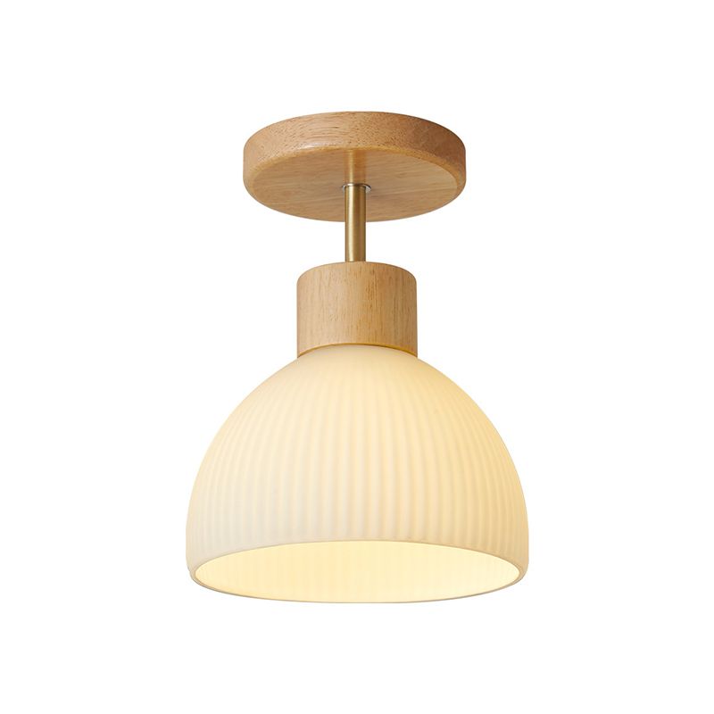 Contemporary Beige/Brown Flush Mount Lighting Wooden Ceiling Light for Bedroom