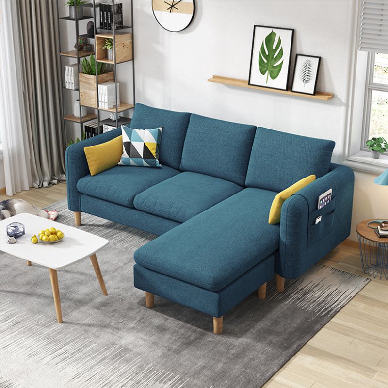 Nordic with Storage Fabric Living Room Square Arm Pillows Seating