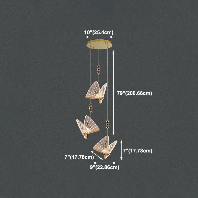 Butterfly Shape Metal Hanging Light Modern Style Multi Lights Cluster Pendant