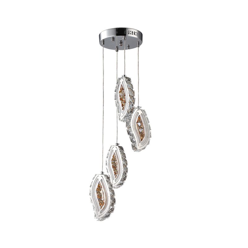 Verlaat gefacetteerde kristallen plafondlamp eenvoudige stijl LED zilver multi hanger licht voor eetkamer