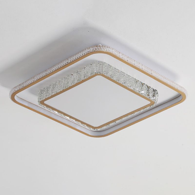 Lampe de plafond LED en cristal de forme géométrique de Style Simple moderne en fer 2 lumières pour chambre à coucher