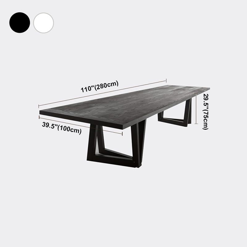 Industrial Pine Wood Table for Restaurant Rectangle Dining Table with Double Pedestal Base