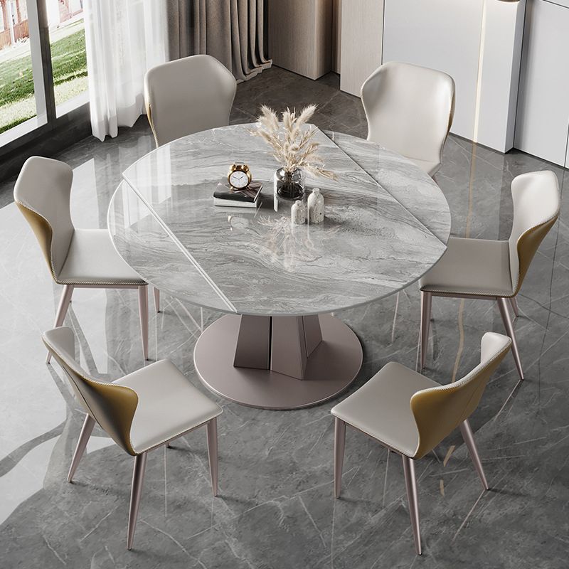 Modern Style Dining Round Table Sintered Stone Table with Metal Legs for Home