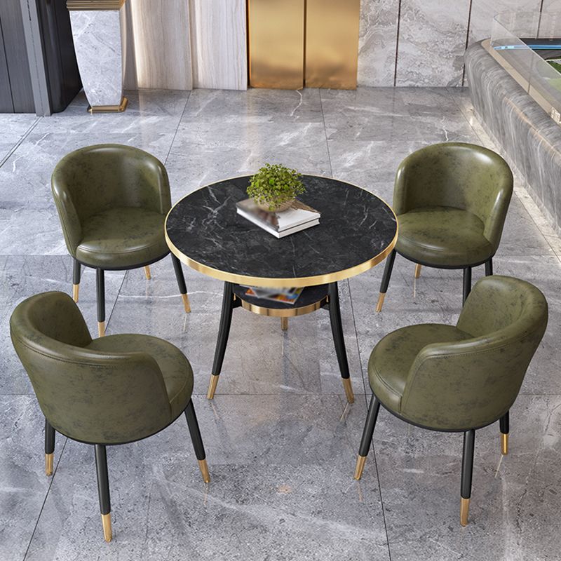 Mesa de comedor redonda contemporánea de metal mesa de comedor de madera fabricada con piernas