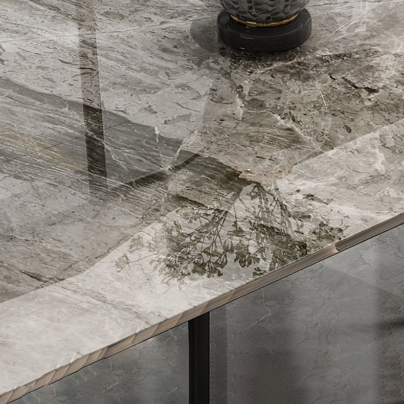 Modern Sintered Stone Dining Set with Rectangle Tabale and Metal Base Dining Set