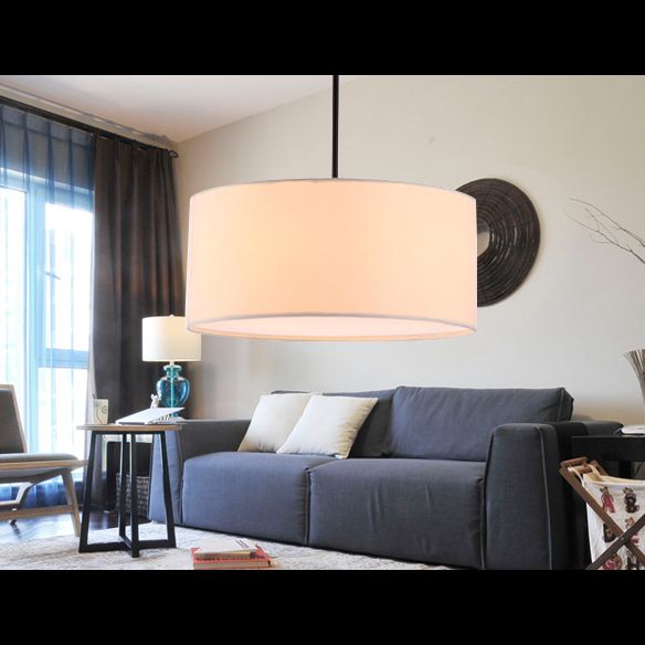 Lampada sospesa in tessuto in tessuto tamburo Modern Minimalist 1 Luce a sospensione Luce per camera da letto
