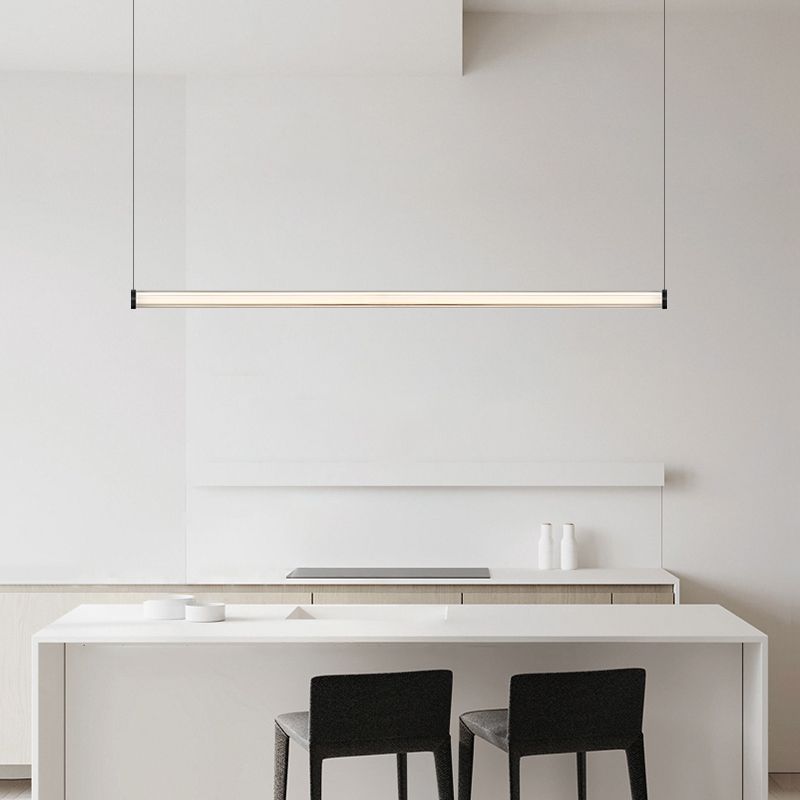 Contemporary Kitchen Island Fixture Glass Cylinder LED Pendant Ceiling in Clear
