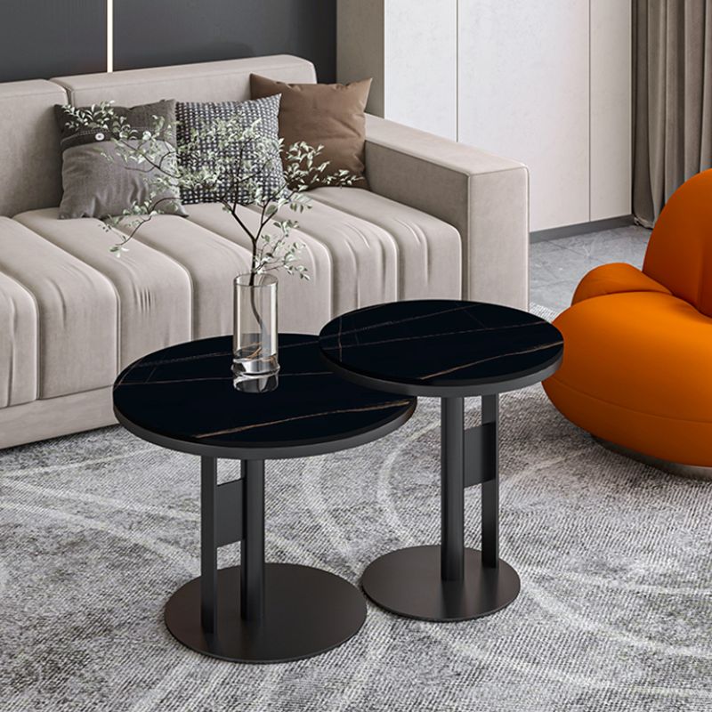 Contemporary Accent Side Table Round Pedestal Living Room Metal Corner Table