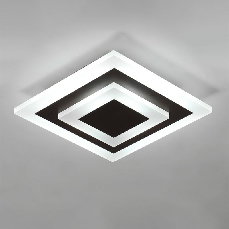 Lámpara de techo pequeña redonda/cuadrada estilo simple acrílico blanco/café LED empotrado en luz blanca/cálida para pasillo