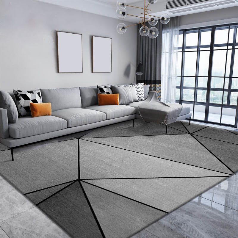 Simple Geometric Rug Indoor Polyester Rug Easy Clean Rug for Living Room and Bedroom