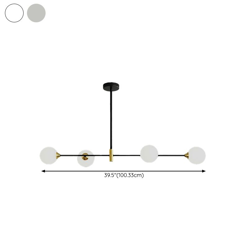 Linear Ceiling Pendant Light Minimalist Glass Hanging Lamp in Black