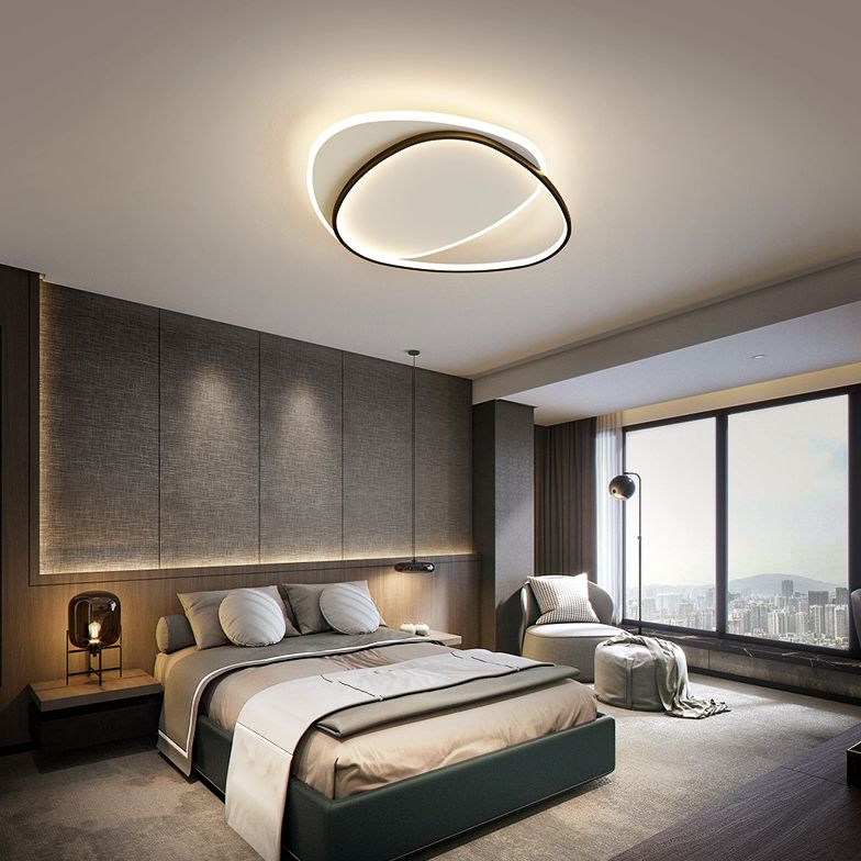 Plafonnier encastré géométrique en métal, LED moderne, proche du plafonnier, noir et blanc