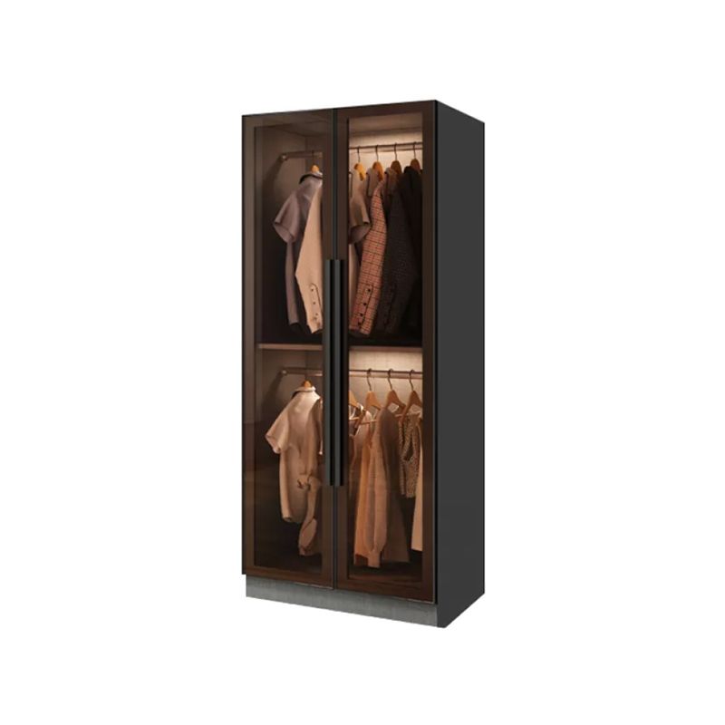 Modern Wardrobe Cabinet Glass and Engineered Wood Wardrobe Closet