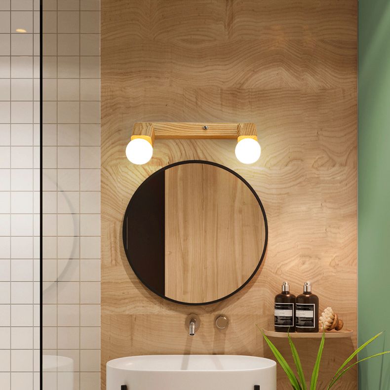 Bare Bulb Vanity Sconce Lights Ultra-modern Wood Wall Sconce Lighting for Bathroom