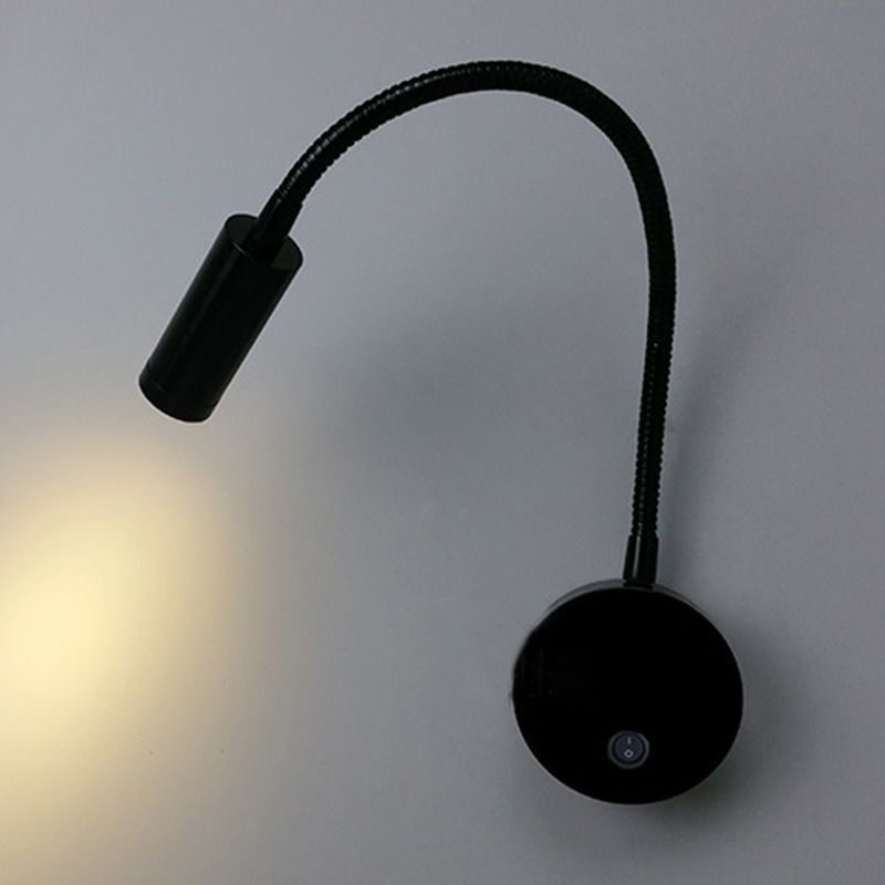 1 Light Round Wall Sconce Modern Style Metal Wall Mounted Reading Lights