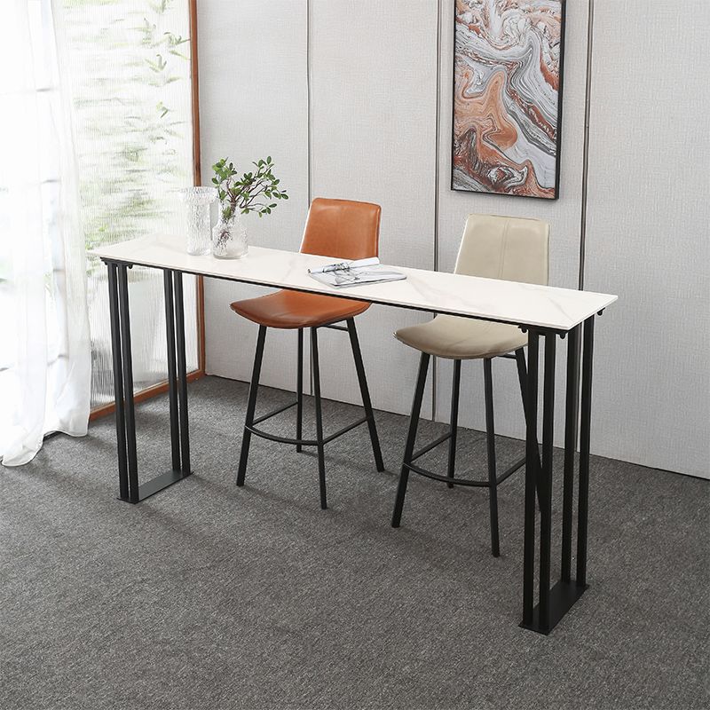 Industrial Style Rectangle Bar Table Stone Sled Base Bar Dining Table