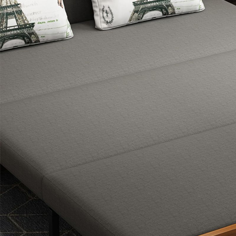 Scandinavian Armless Sofa Bed Cotton Blend Sofa Bed in Grey with Wheels
