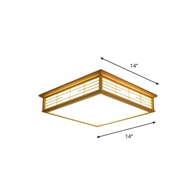 Plafonnier LED en bois naturel, boîte simple, éclairage encastré, 14/18/21,5 pouces, pour chambre à coucher, lumière blanche chaude/blanche