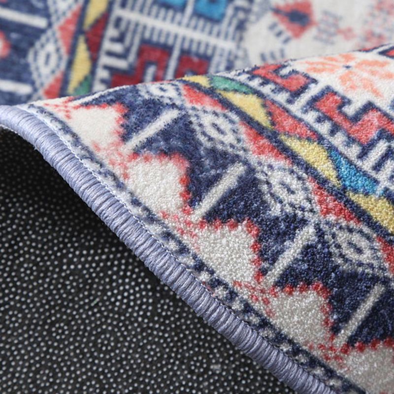 Runde ethnische Muster Teppich Polyester Antike Innenteppich -Fleckenresistent Teppich für Wohnzimmer