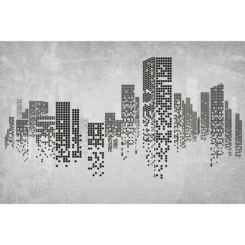 Black and Grey Murals Nordic Building Waterproof Wall Covering for Accent Wall