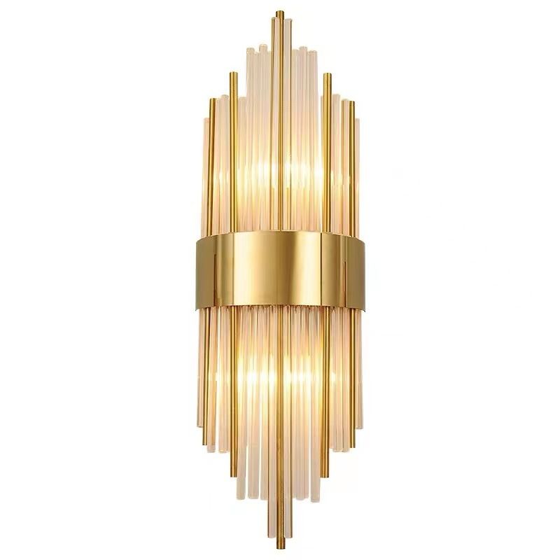 Modern Style Rhombus Wall Sconce Crystal 2 Light Sconces for Living Room
