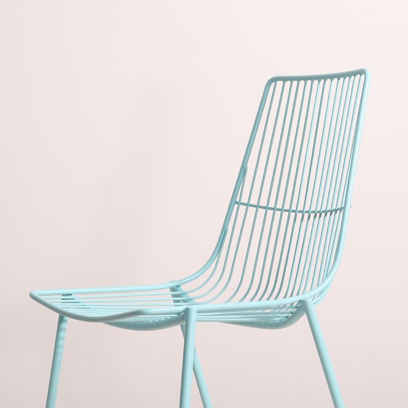 Black/Blue Outdoors Dining Chairs Modern Metal Stacking Patio Dining Chair